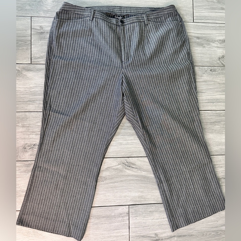 Rafaella Womens Plus Size 18W Stretch Waist Charcoal Pinstripe Dress Pants